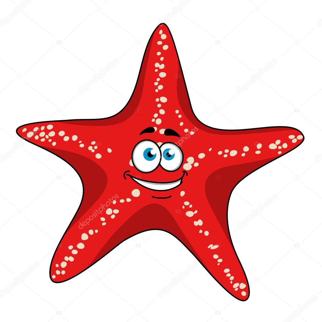 Cartoon tropical red starfish character