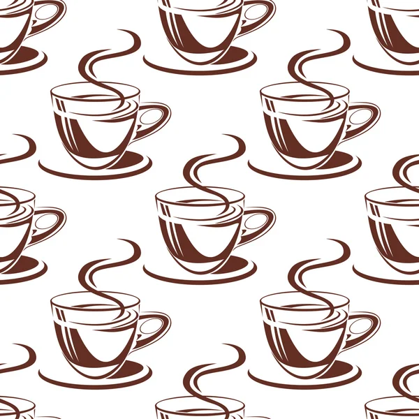 Steaming coffee cups seamless pattern — Stock Vector