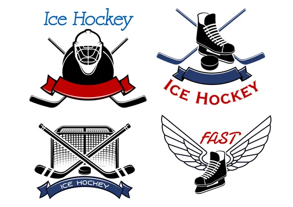 Hielo hockey deporte iconos y símbolos — Archivo Imágenes Vectoriales