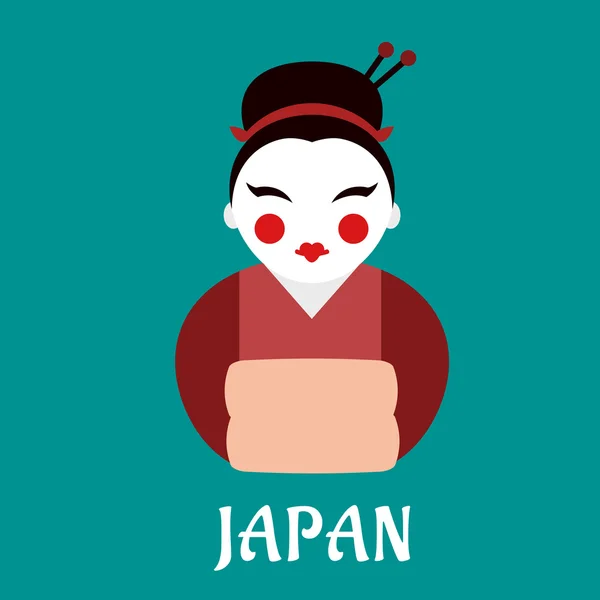 Geisha japonesa mujer en kimono — Vector de stock