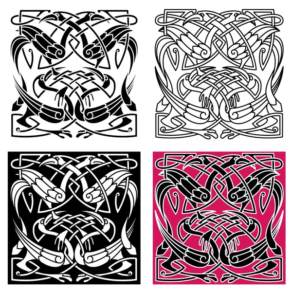 Celtic knot pattern with heron birds — 스톡 벡터