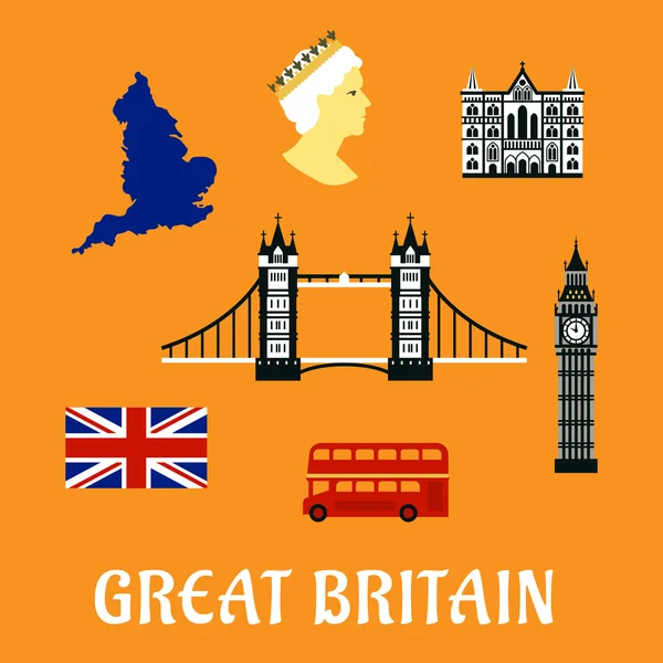 Great Britain travel flat icons — стоковий вектор