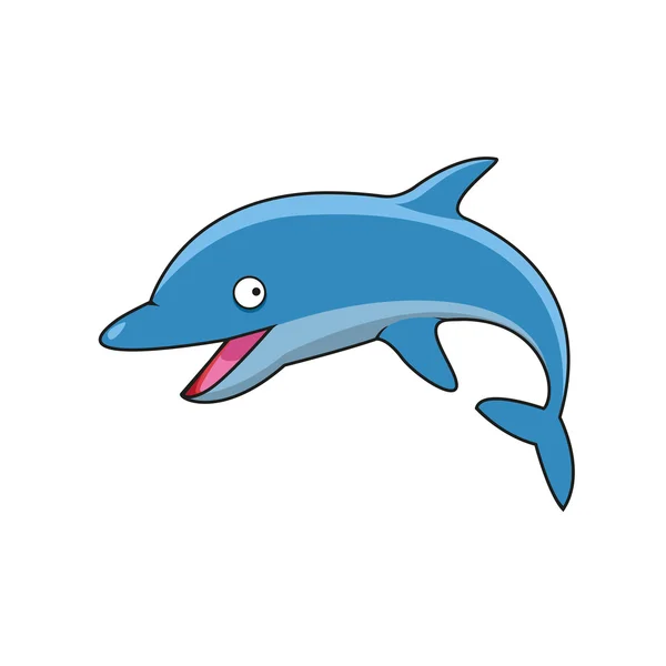 Jumping bottlenose dolphin cartoon character — Stock Vector