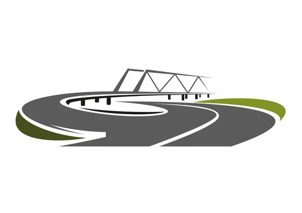 Road bridge above speed highway — Stockvector