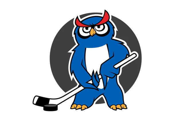 Owl ice hockey player with stick — Διανυσματικό Αρχείο