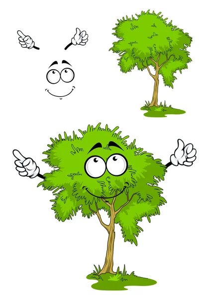 Cartoon green tree on grass — Wektor stockowy