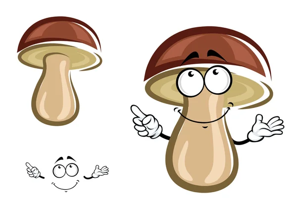 Seta de abedul de dibujos animados con sombrero marrón — Vector de stock