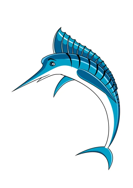 Saltar carácter pez aguja azul — Vector de stock