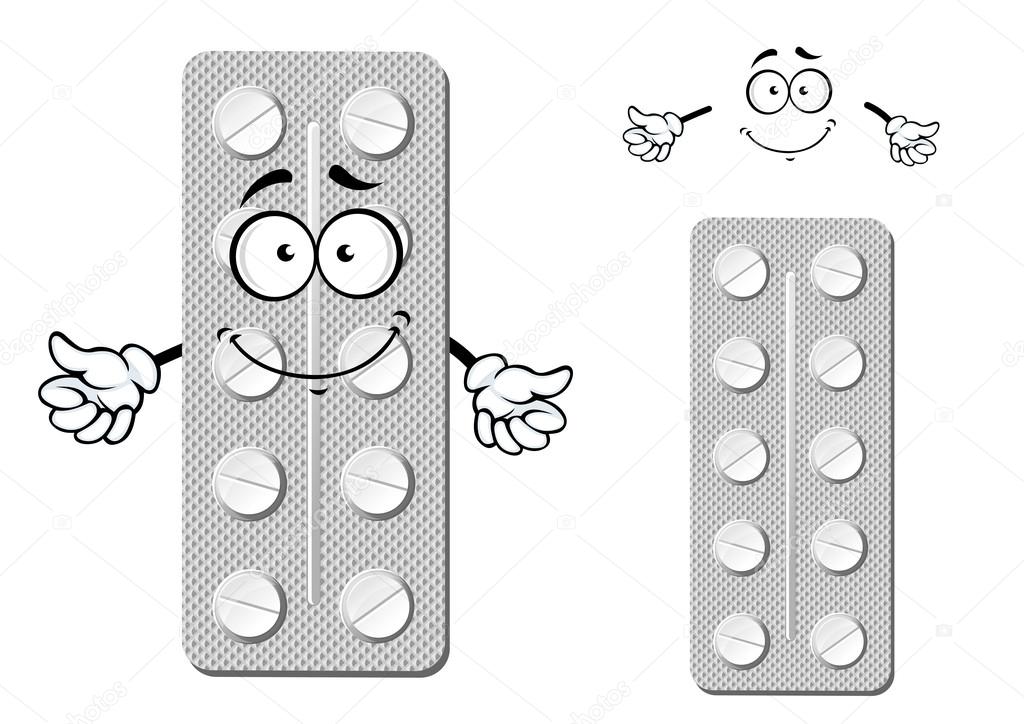 Desenhos animados comprimidos e medicamentos, drogas personagens engraçados
