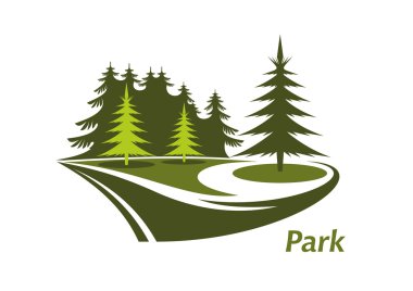 Icon of green park with pines clipart
