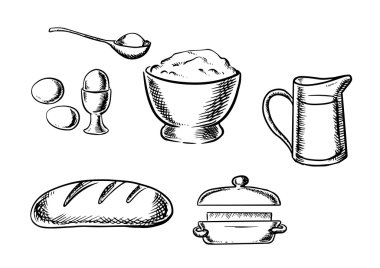 Set of baking ingredient icons