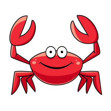 Happy red marine crab with big claws