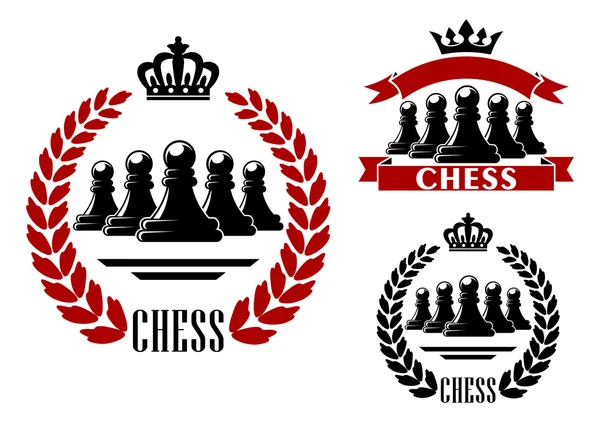 Κομψό σκάκι παιχνίδι εραλδικό έμβλημα — Διανυσματικό Αρχείο