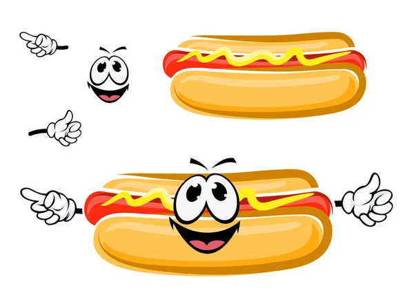 Hot dog sandwich cartoon character — Stok Vektör