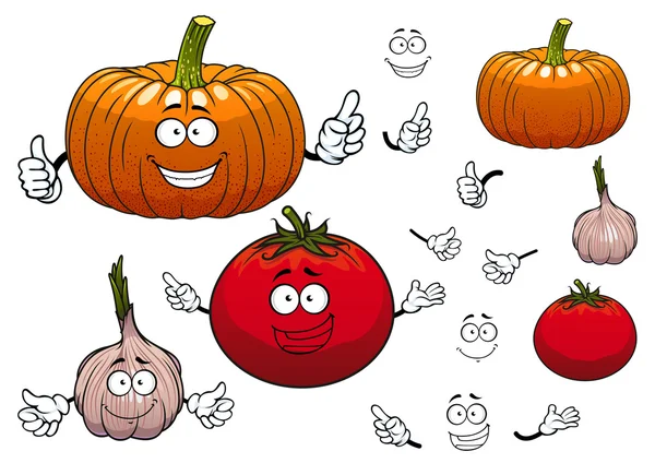 Garlic, pumpkin and tomato vegetables — Stock Vector