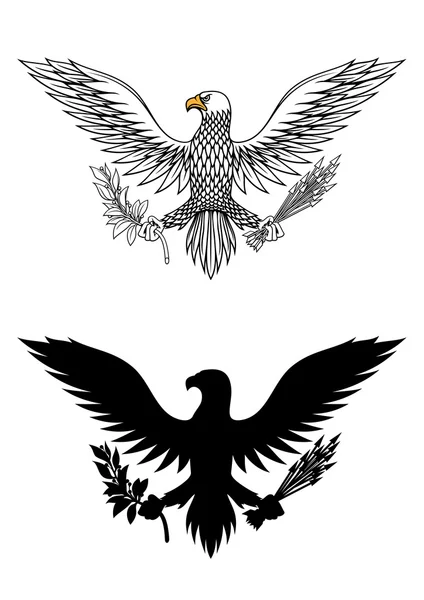 American eagle holding tak en pijlen — Stockvector