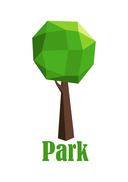 Πάρκο εικονίδιο με πολυγωνικό πράσινο δέντρο — Διανυσματικό Αρχείο