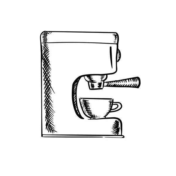 Sketch of an espresso coffee machine — Stock vektor