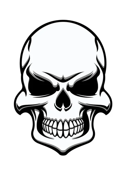 Black and white eerie human skull — Stock Vector