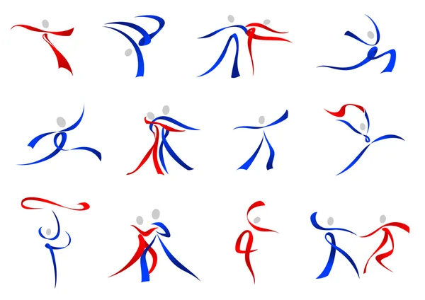 Moderne dansers pictogrammen en symbolen — Stockvector