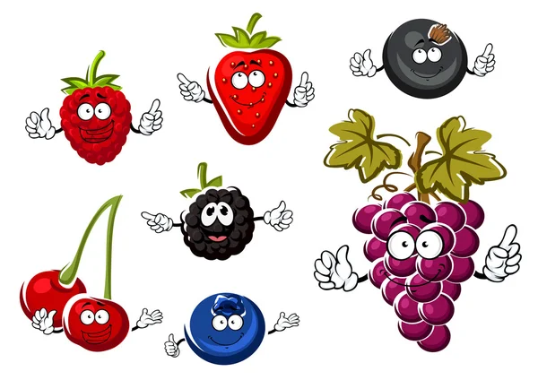 Assorted isolated fresh cartoon berries — 图库矢量图片