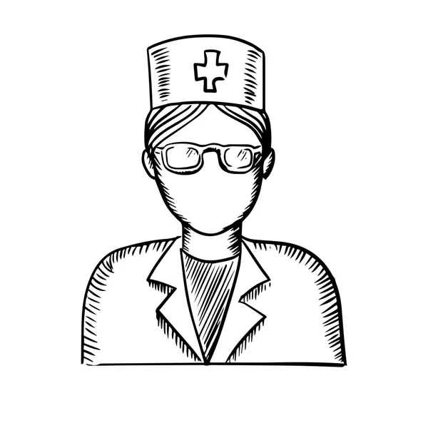 Skizze eines Arztes oder Krankenpflegers — Stockvektor
