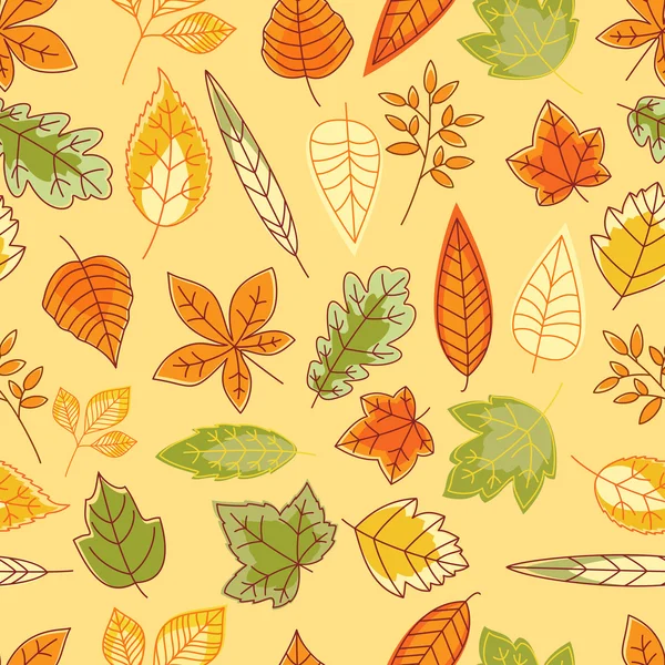 Colorful autumn leaves seamless pattern — Stock Vector