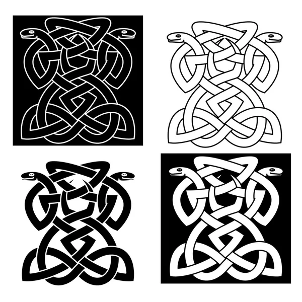 Intricate intertwined snakes emblem — Stock Vector