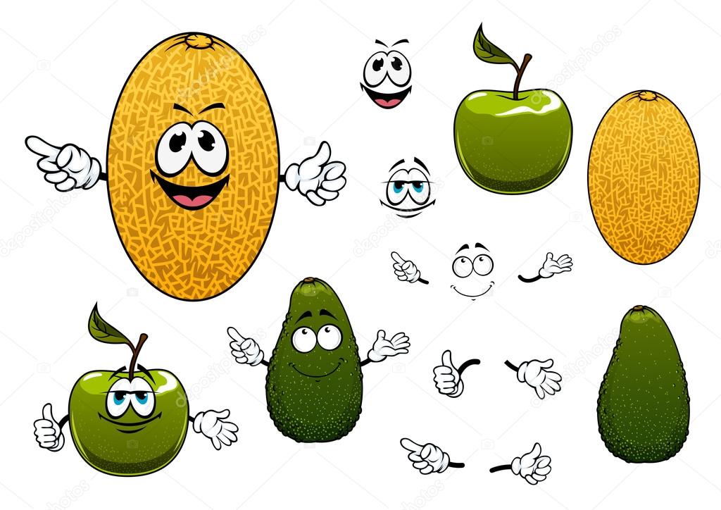 Happy melon, avocado and apple fruits