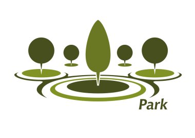 Park aicon with trimmed decorative trees