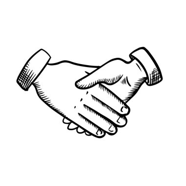Sketch of business partnership handshake