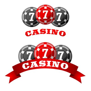 Jack pot icon with triple seven on chips