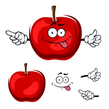 Cartoon isolated red apple fruit