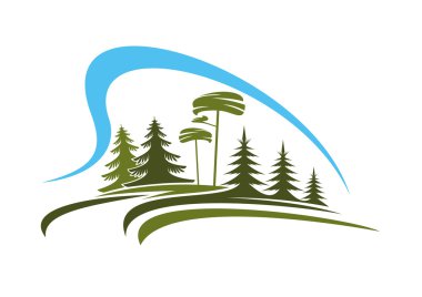 Forest emblem with glade, trees and sky