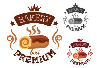 Bakery emblem with swiss roll cake