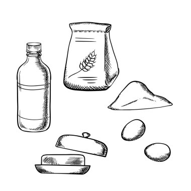Flour, fresh eggs, milk and butter