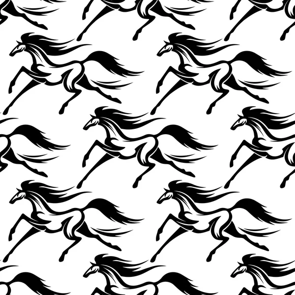 Racing horses outline seamless pattern — 图库矢量图片