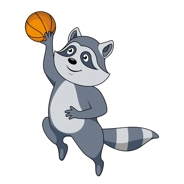 Cartoon Waschbär Spieler mit Ball — Stockvektor