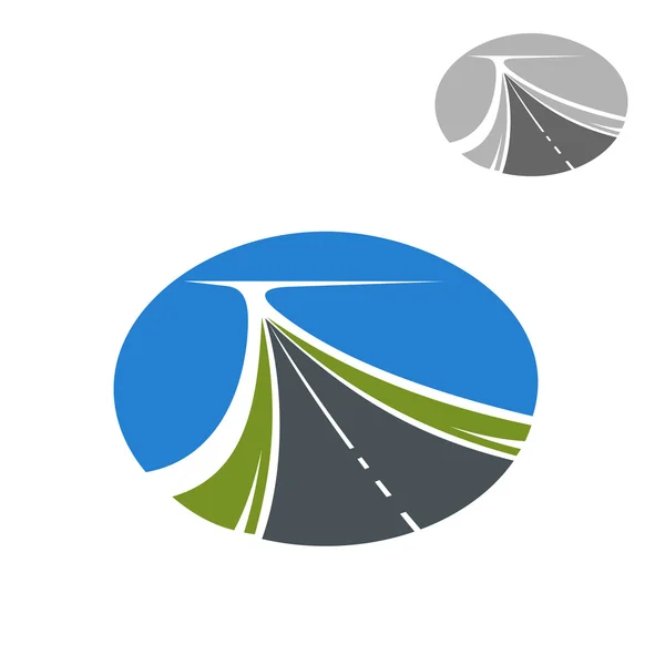 Longue autoroute et icône du ciel bleu — Image vectorielle