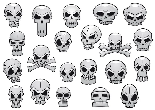 Human and evil skulls set — Stock Vector