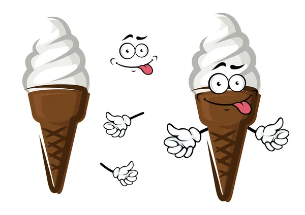 Cartoon ice cream in chocolate wafer — 스톡 벡터