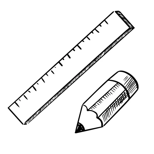 Crayon et règle esquisse icônes — Image vectorielle