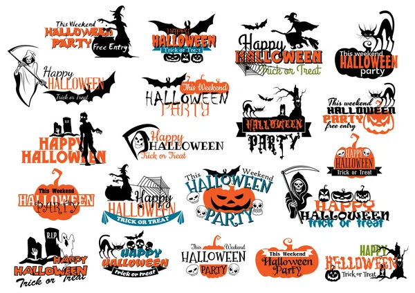 Banderas y encabezados de fiesta de Halloween — Vector de stock