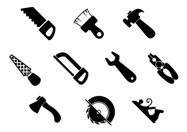 Set of isolated hand tools icons — Stock Vector