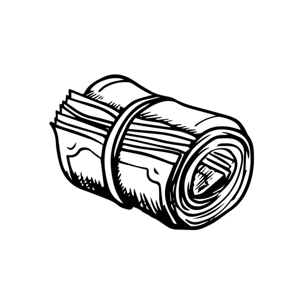 Roll of money sketch icon — Stok Vektör