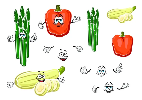 Pimiento, espárragos y calabacines — Vector de stock