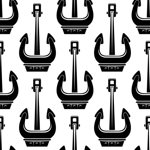 Seamless pattern with black ship anchors — Stockvector