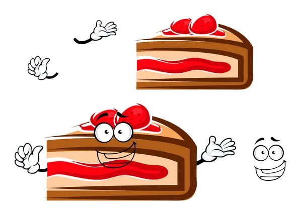 Cartoon berry pie slice with strawberry — Stockový vektor