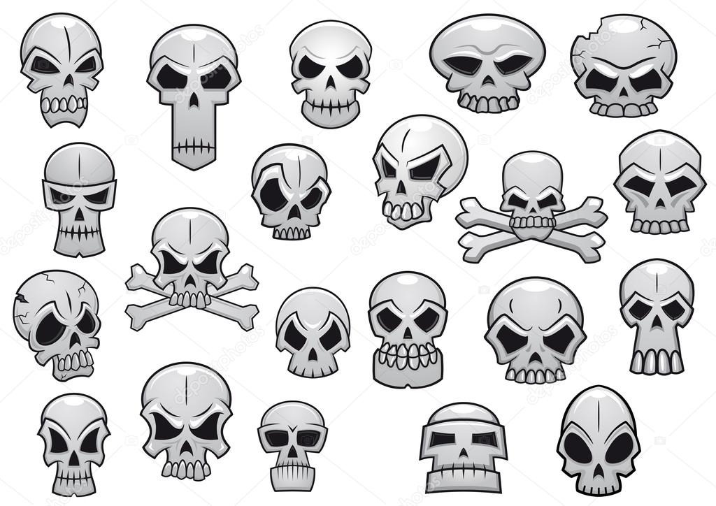 Human and evil skulls set