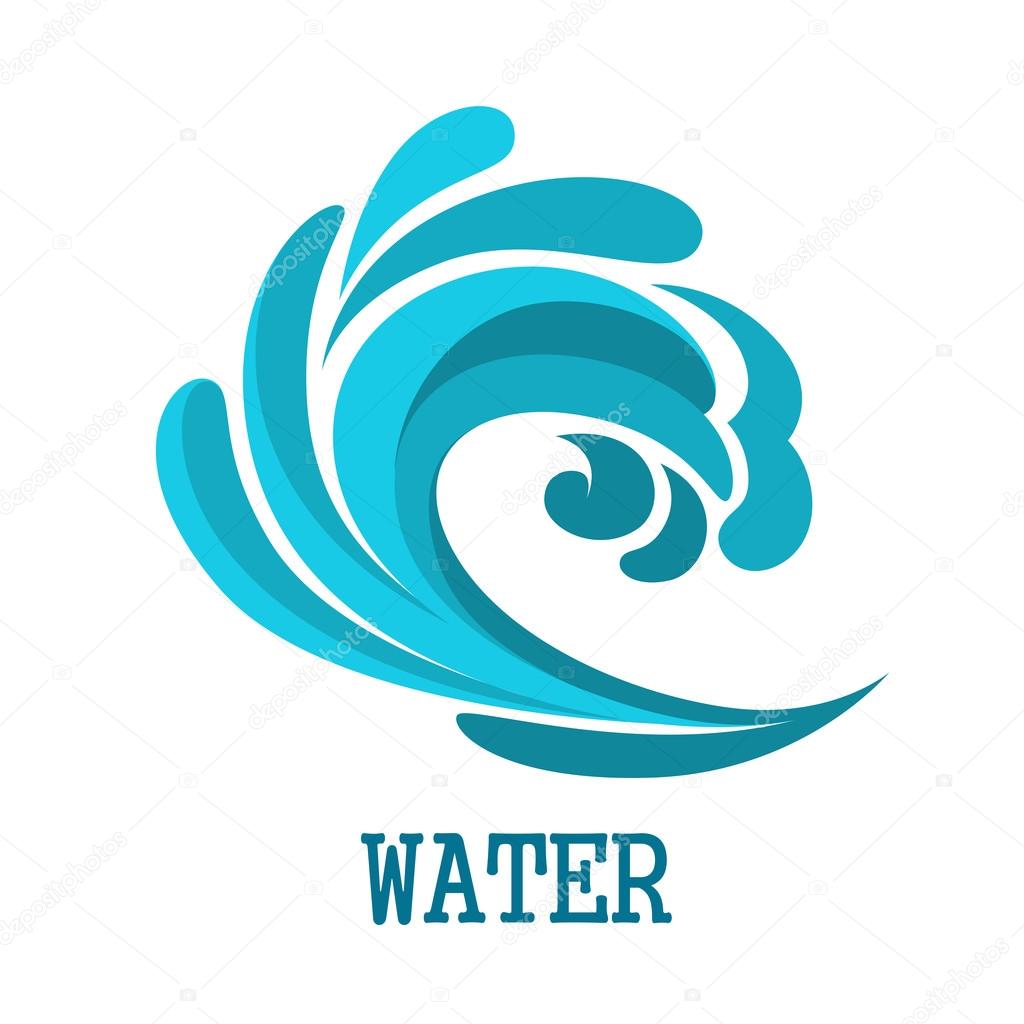 Blue curly ocean wave symbol
